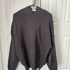 ALO Yoga Scholar Hooded Knit Sweater in Anthracite - Unisex S - NWT